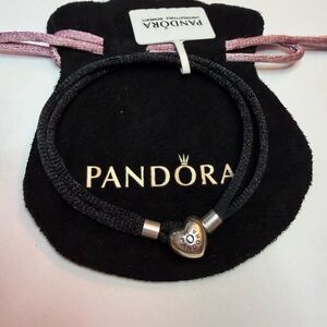 Pandora Black Fabric Cord Bracelet 6.6 inch